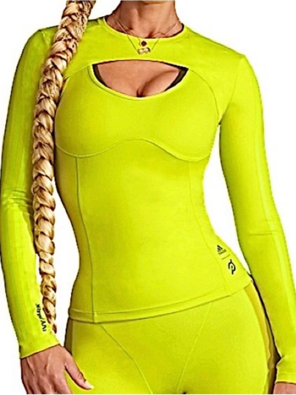 IVY PARK Neon Yellow Long Sleeve Cutout Athletic Top